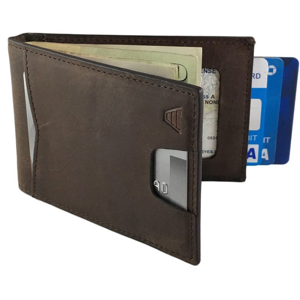 Brown Leather Bi-fold Wallet